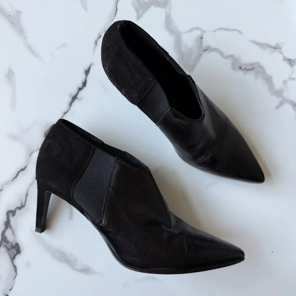 Rag & Bone Beha Black Leather Suede Chelsea Booties Size 37.5 - Picture 2 of 10